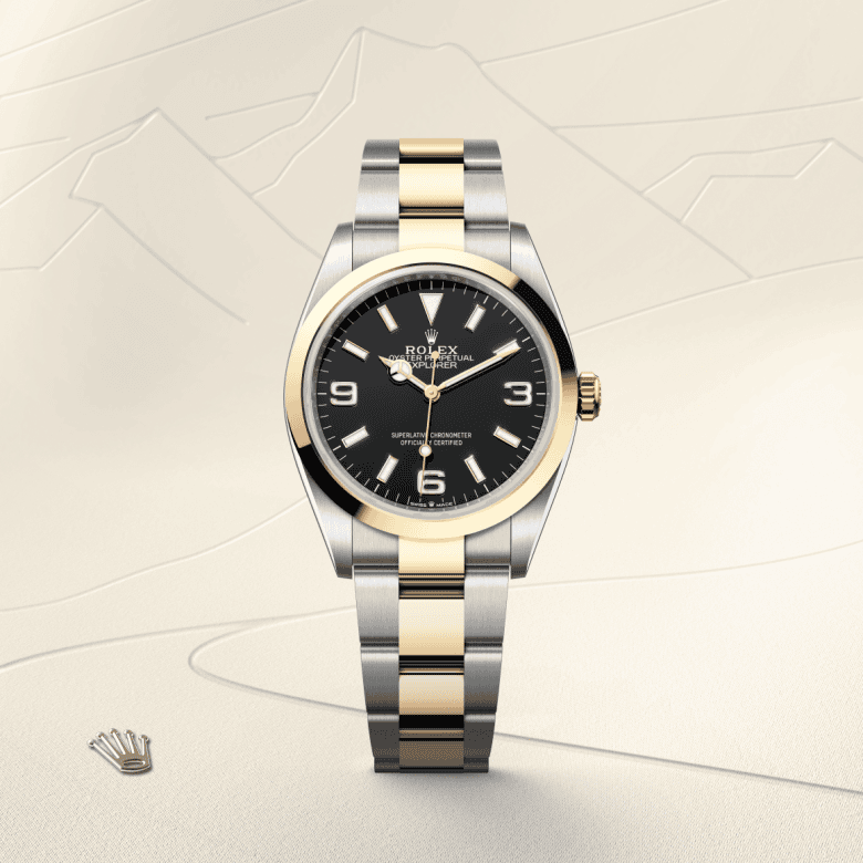 rolex Explorer em Rolesor amarelo – combinação de aço Oystersteel e ouro amarelo, m124273-0001 - Danglar