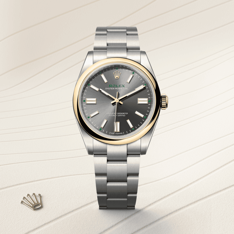 rolex Oyster Perpetual em Rolesor amarelo – combinação de aço Oystersteel e ouro amarelo, m134303-0001 - Danglar