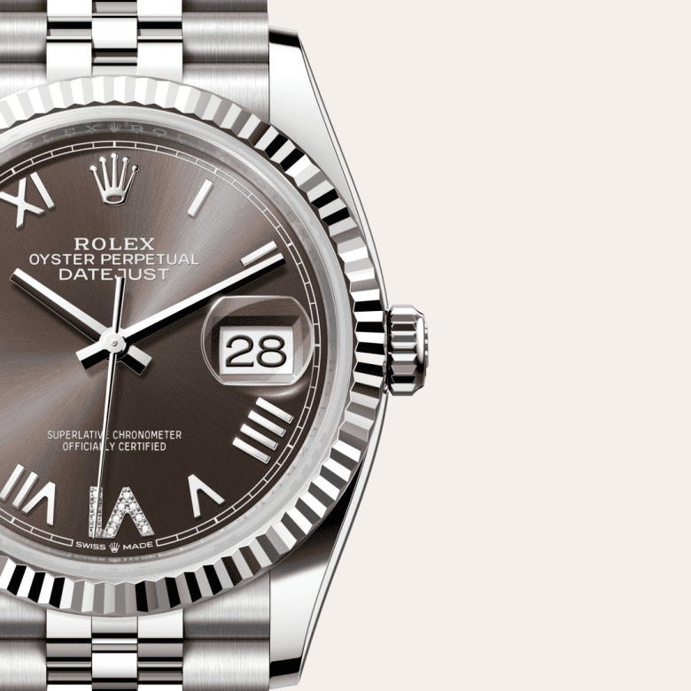 rolex Datejust em Rolesor branco – combinação de aço Oystersteel e ouro branco, m126234-0071 - Danglar