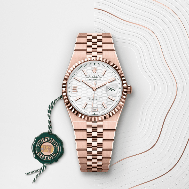 rolex Land-Dweller em Ouro Everose 18 quilates, m127235-0001 - Danglar