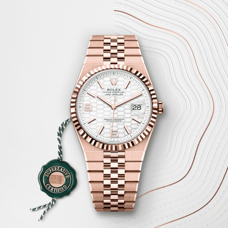 rolex Land-Dweller em Ouro Everose 18 quilates, m127335-0001 - Danglar