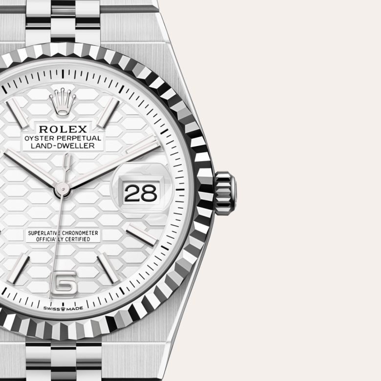 rolex Land-Dweller em Rolesor branco – combinação de aço Oystersteel e ouro branco, m127234-0001 - Danglar